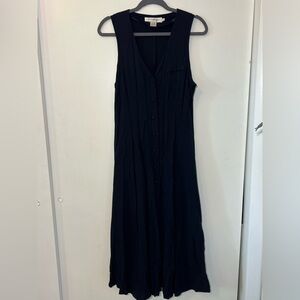 Vintage All Week Long navy blue button down sleeveless maxi dress